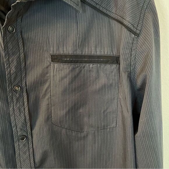 Buckle Black Shirt Long Sleeve Black Snap Front Mens Size XXL ~ Slim Fit ~ - Picture 2 of 8